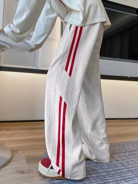 Men's Plus Size Striped Wide-Leg Casual Pants